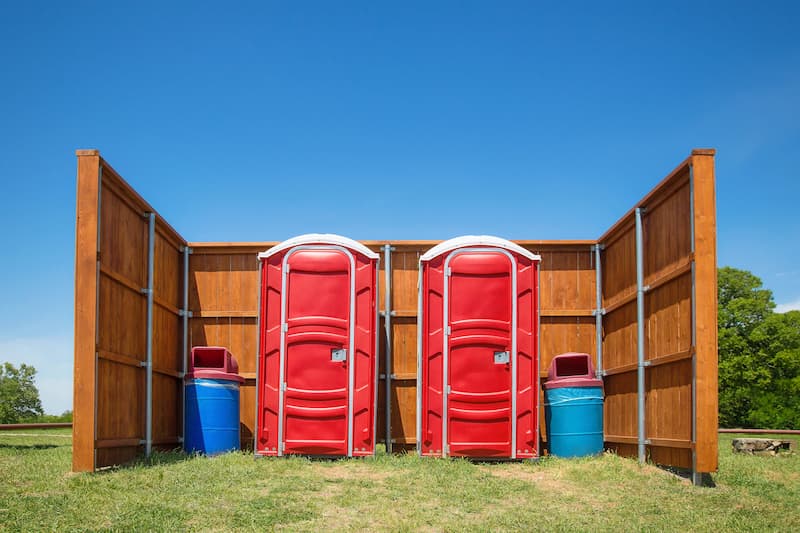 Short-term porta potty units staged for delivery in Cambridge, Maryland